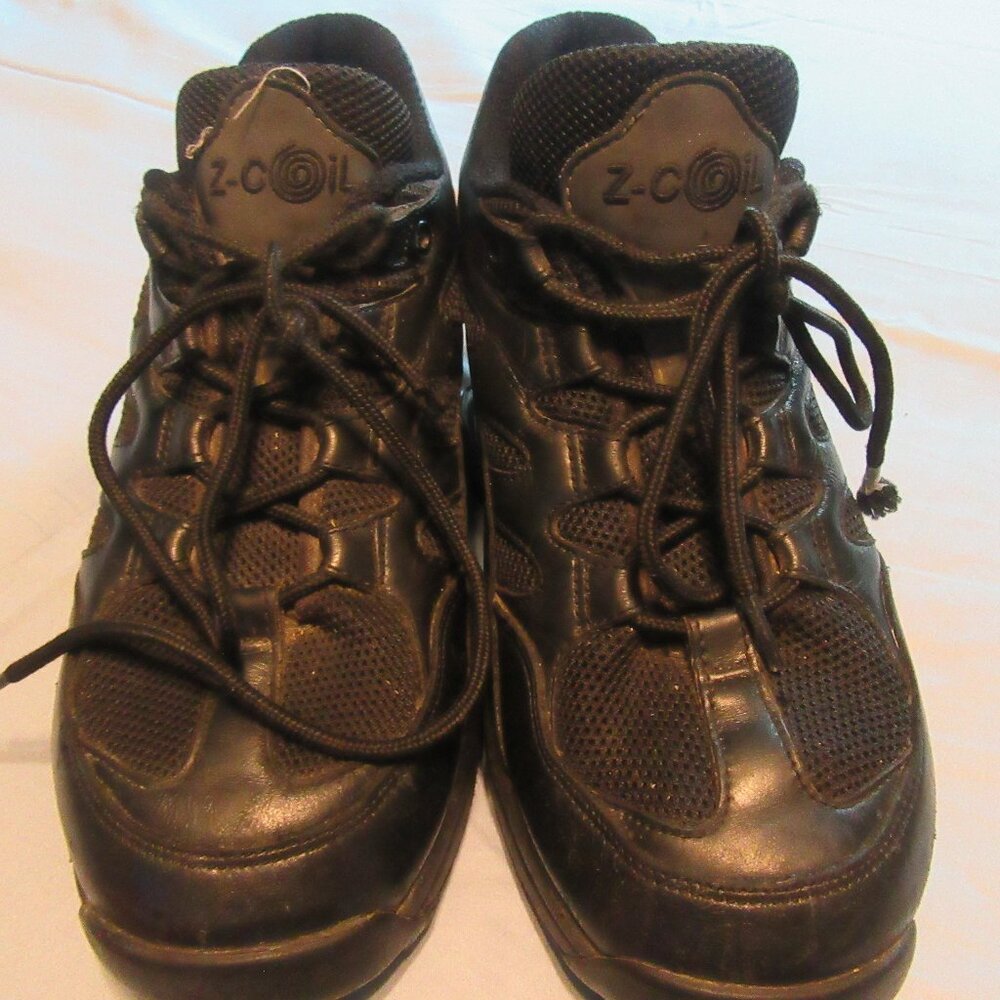 Mens Z-Coil Freedom BLACK LEATHER & MESH WALK, RUN, WORK SHOES Sz 9
